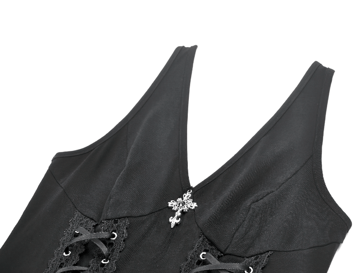 Black Gothic Mini Dress with Side Corset Lacing - image 6