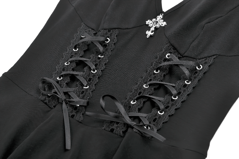 Black Gothic Mini Dress with Side Corset Lacing - image 7