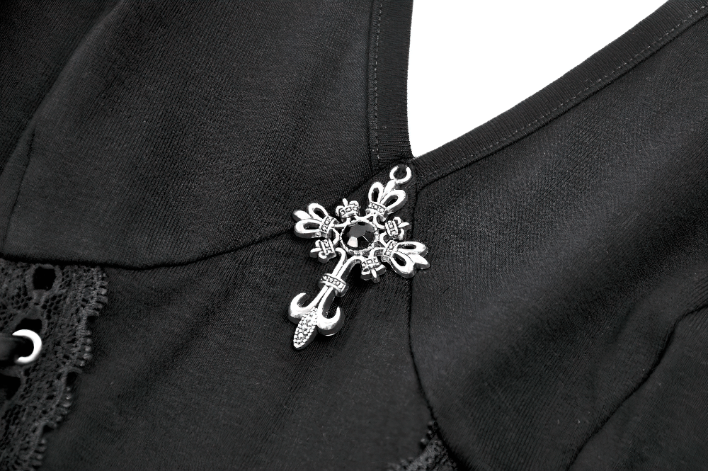 Black Gothic Mini Dress with Side Corset Lacing - image 8