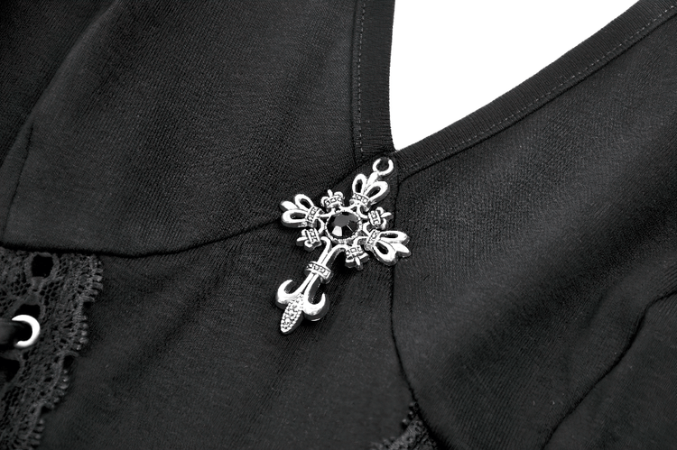 Black Gothic Mini Dress with Side Corset Lacing - image 8