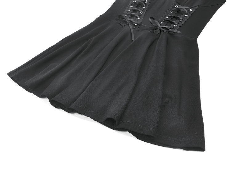 Black Gothic Mini Dress with Side Corset Lacing - image 9