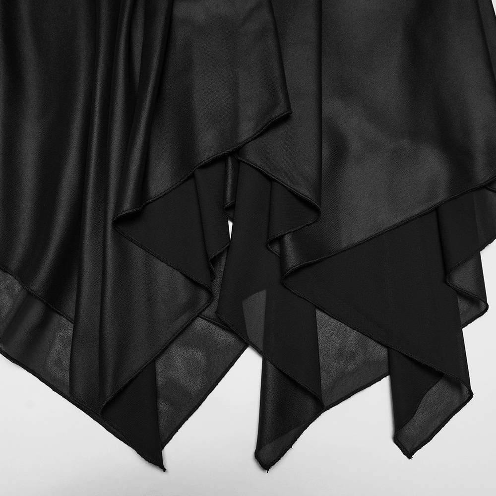 Black Gothic Moon Zip Handkerchief Hem Midi Dress - image 9