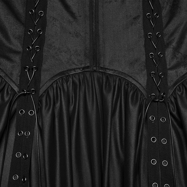 Black Gothic Moon Zip Handkerchief Hem Midi Dress - image 8