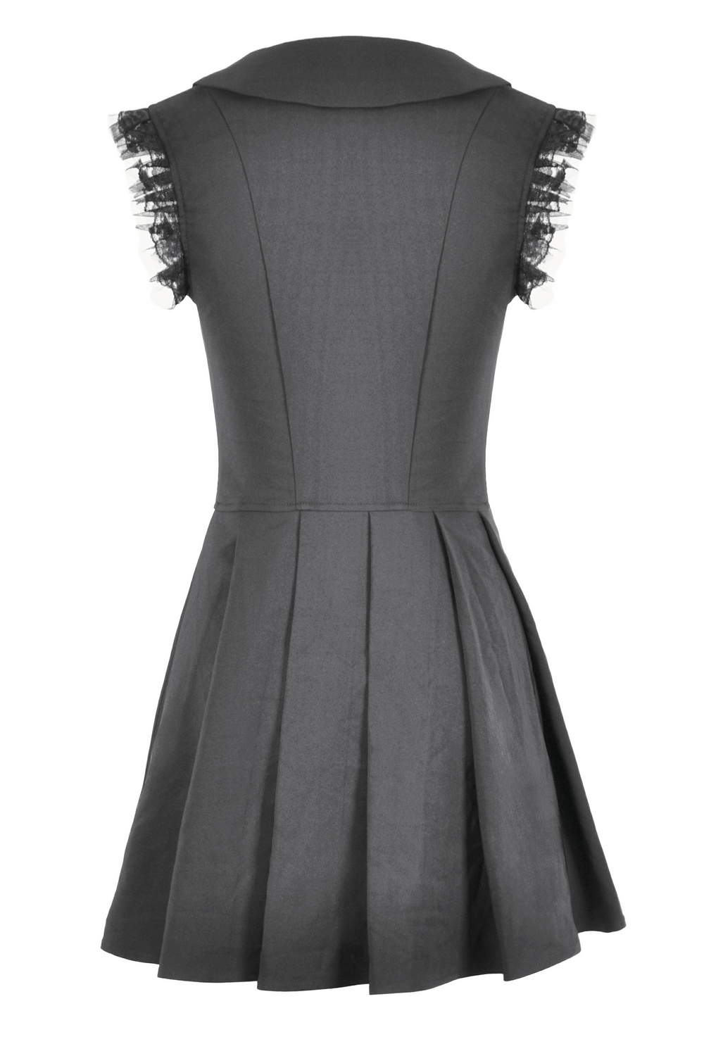 Black Gothic Sleeveless Dress with Lace Trim and Bows - image 5