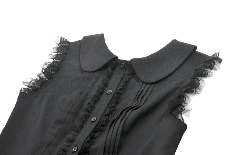 Black Gothic Sleeveless Dress with Lace Trim and Bows - image 6