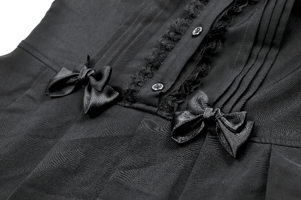 Black Gothic Sleeveless Dress with Lace Trim and Bows - image 7