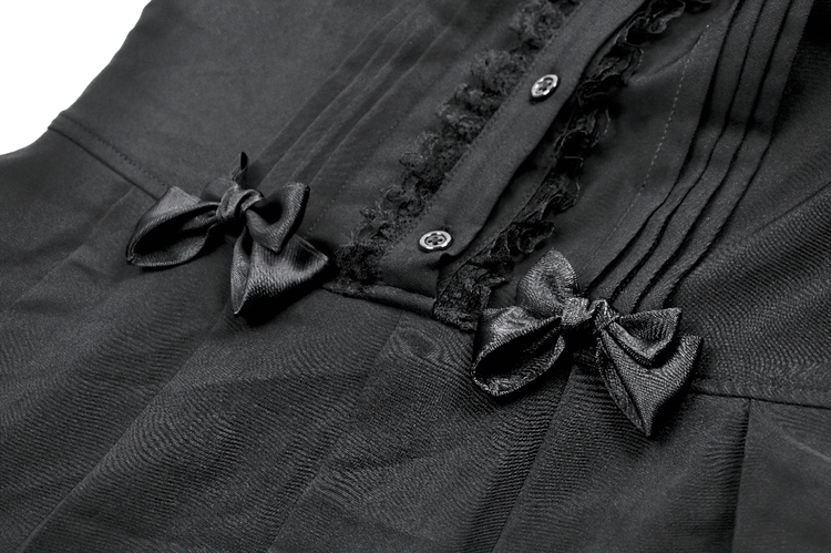 Black Gothic Sleeveless Dress with Lace Trim and Bows - image 7