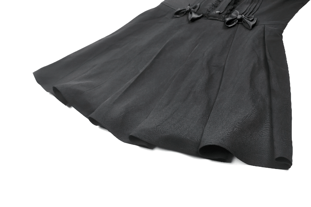 Black Gothic Sleeveless Dress with Lace Trim and Bows - image 8