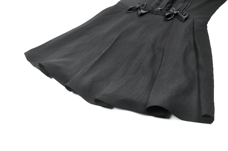 Black Gothic Sleeveless Dress with Lace Trim and Bows - image 8