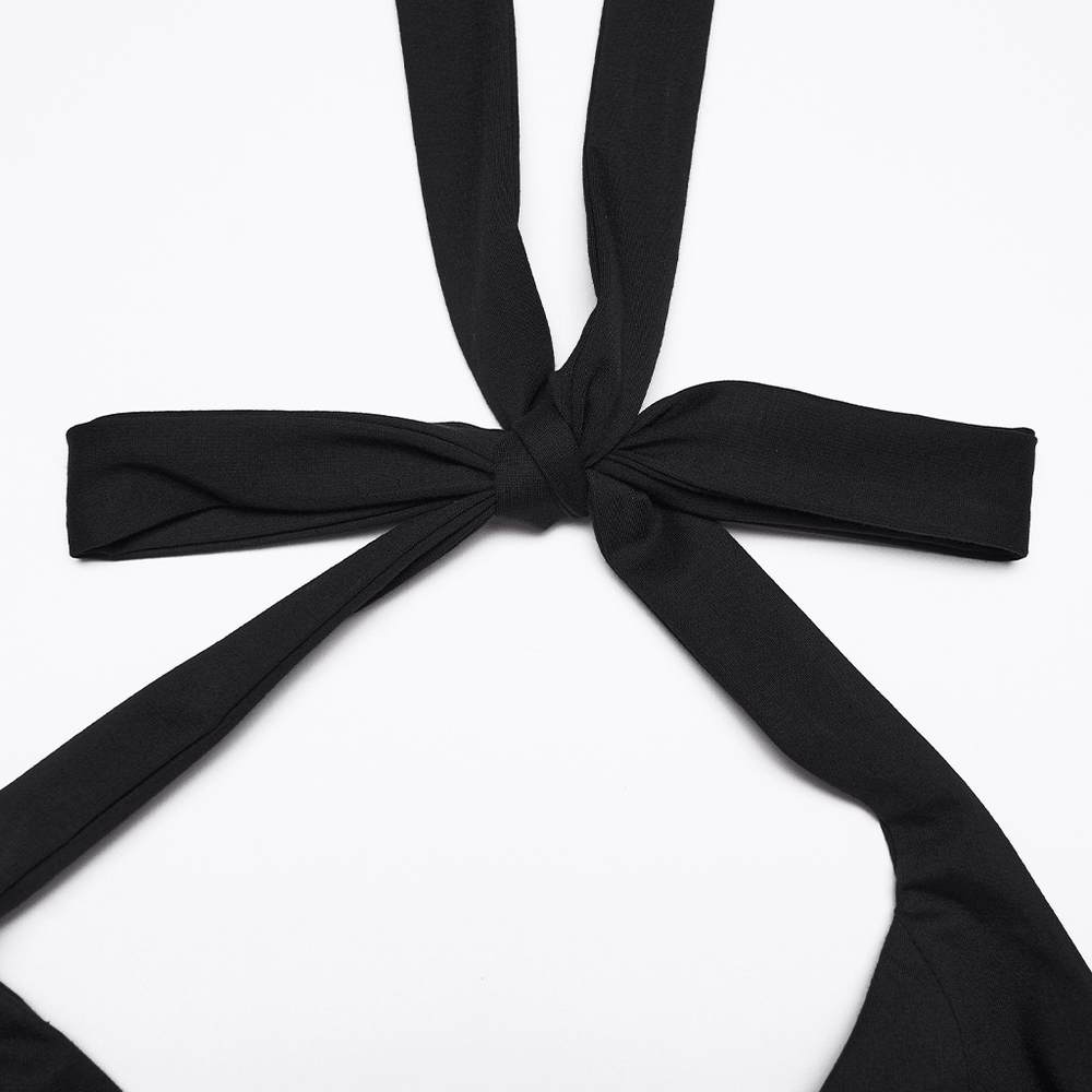 Black Halter Asymmetric Layered Hem Mini Dress - image 8