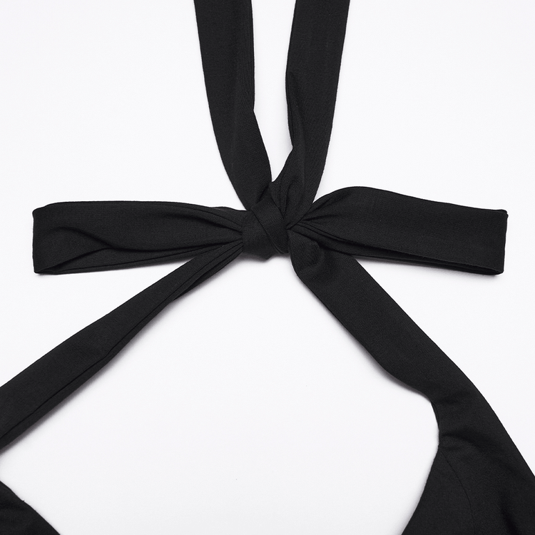 Black Halter Asymmetric Layered Hem Mini Dress - image 8