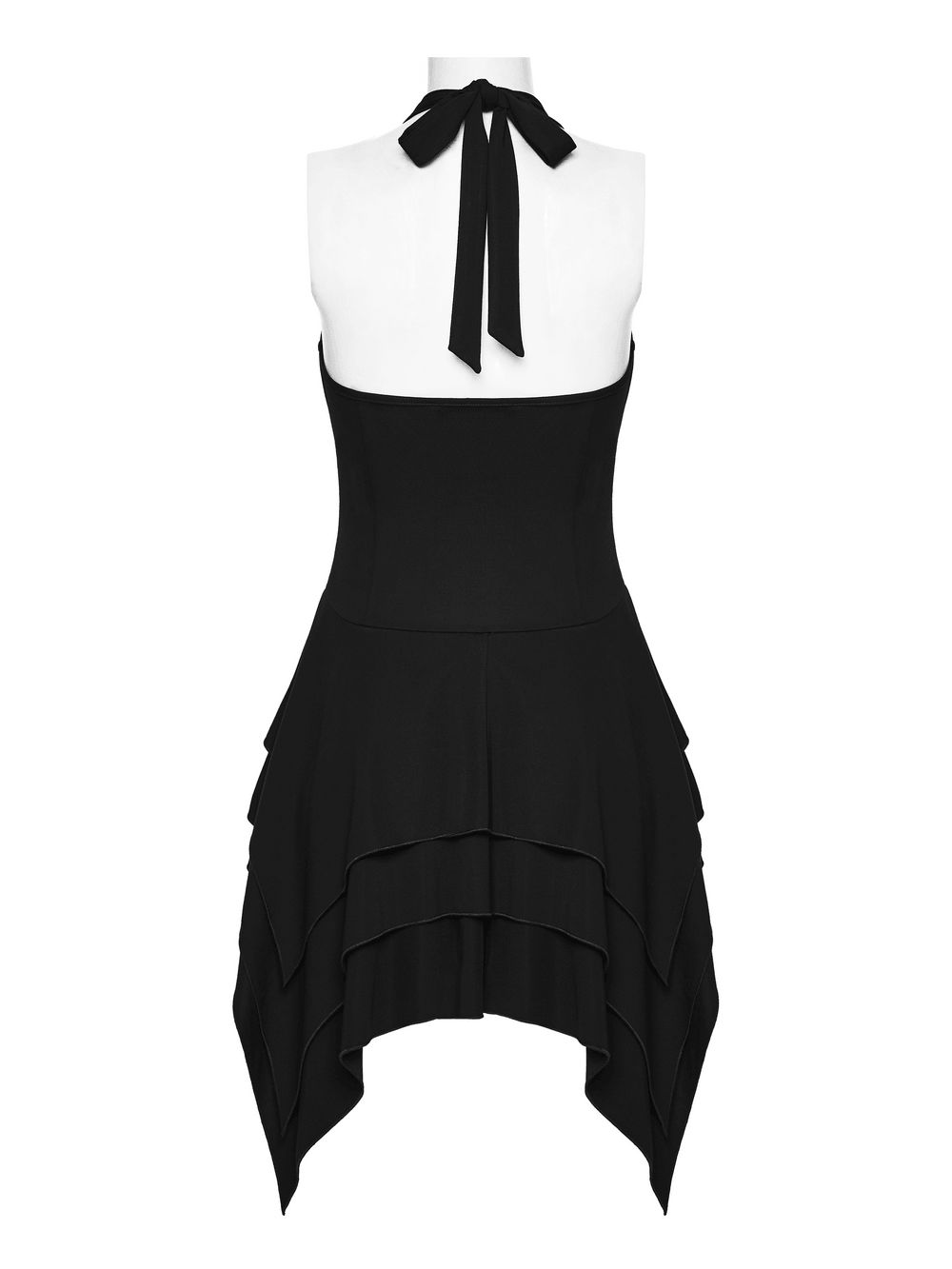 Black Halter Asymmetric Layered Hem Mini Dress - image 6