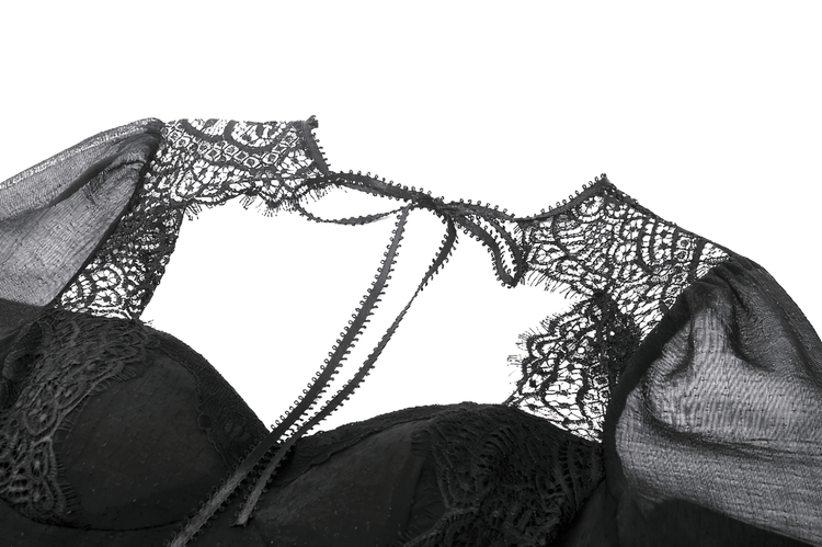 Black Lace Bell Sleeved Dress with Corset Back Detail - image 6