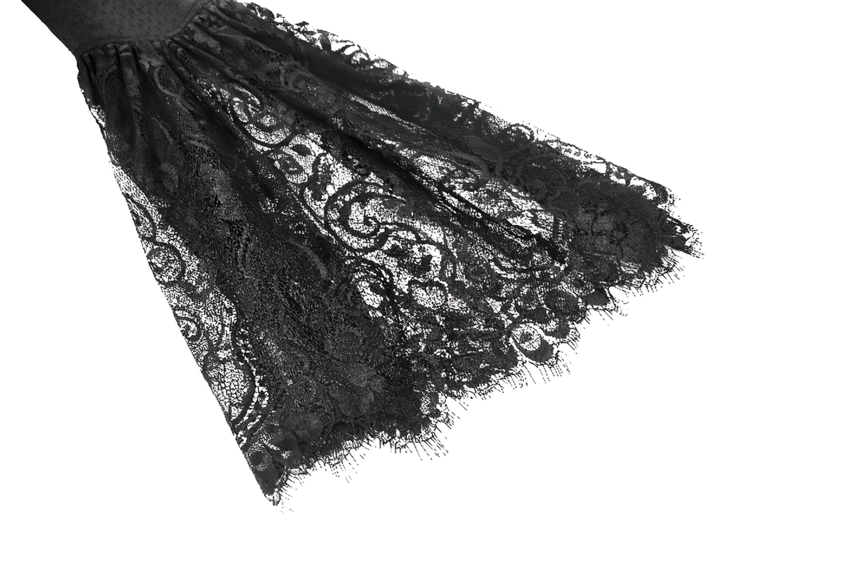 Black Lace Bell Sleeved Dress with Corset Back Detail - image 11