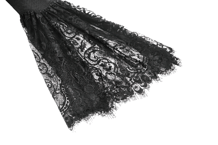 Black Lace Bell Sleeved Dress with Corset Back Detail - image 11