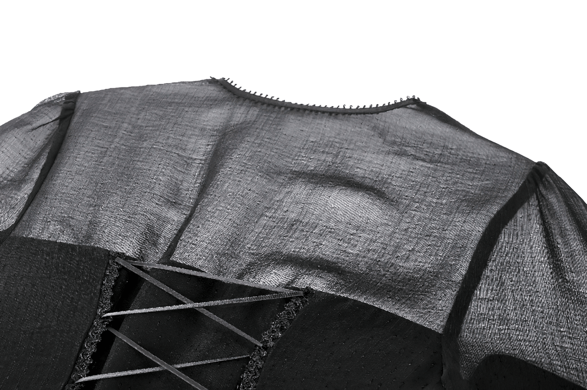 Black Lace Bell Sleeved Dress with Corset Back Detail - image 8