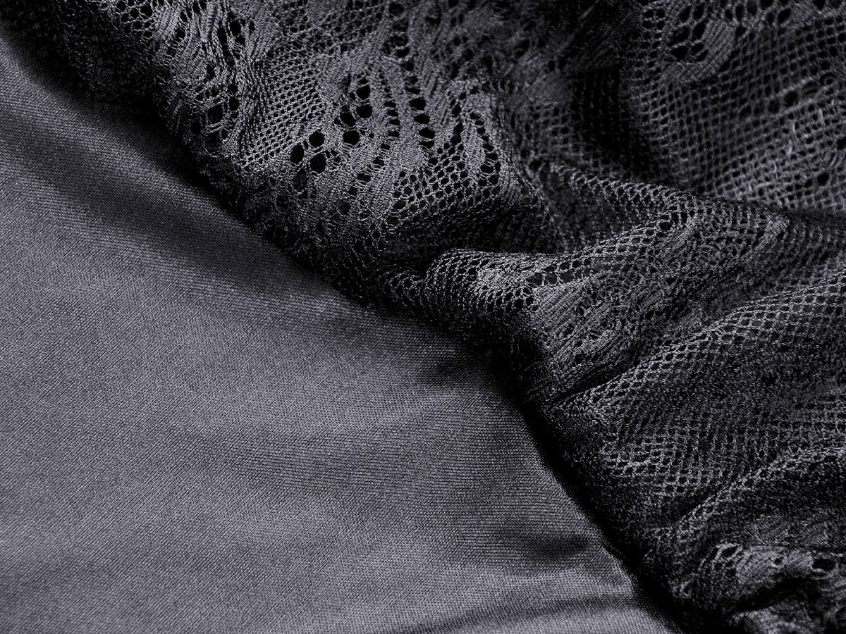 Black Lace Cold Shoulder Dress with Bell Sleeves and Choker - image 8