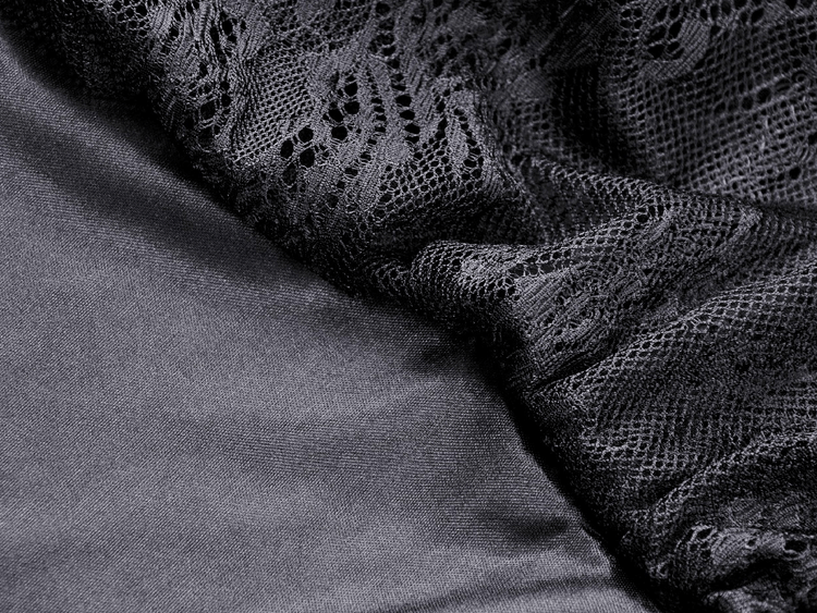 Black Lace Cold Shoulder Dress with Bell Sleeves and Choker - image 8