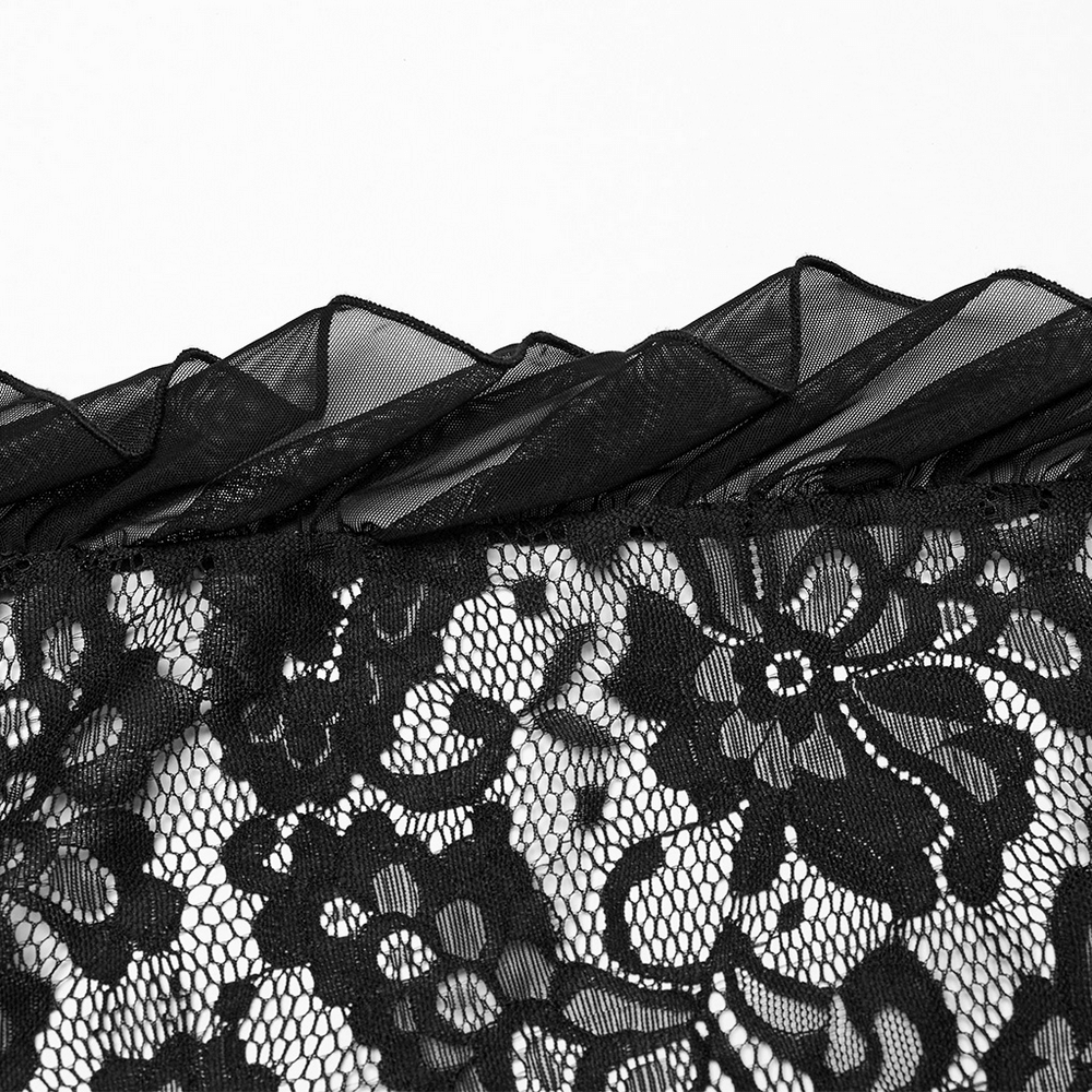 Black Lace Gothic Maxi Dress with High Slit and Corset Back - image 8