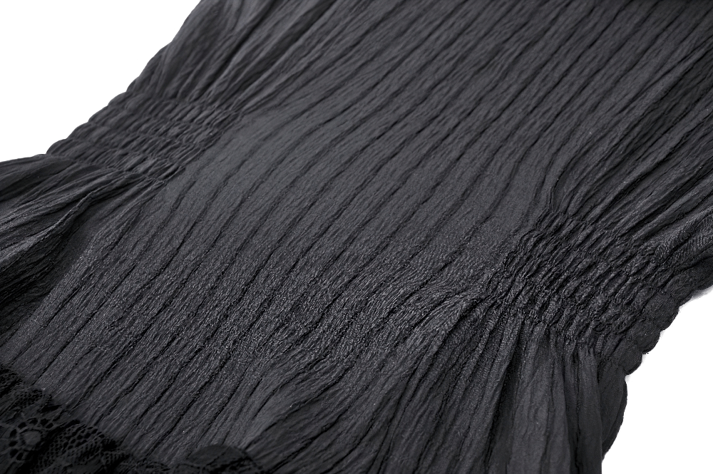 Black Lace Gothic Ruffled Dress with Ribbon Detail - image 11