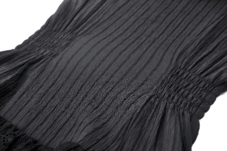 Black Lace Gothic Ruffled Dress with Ribbon Detail - image 11