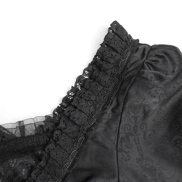 Black Lace Medieval Style Dress with Long Bell Sleeves - image 9
