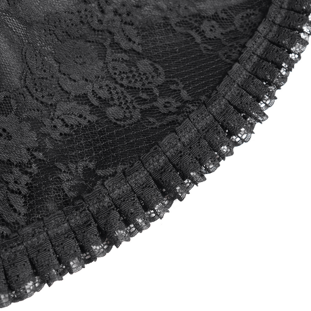 Black Lace Medieval Style Dress with Long Bell Sleeves - image 10