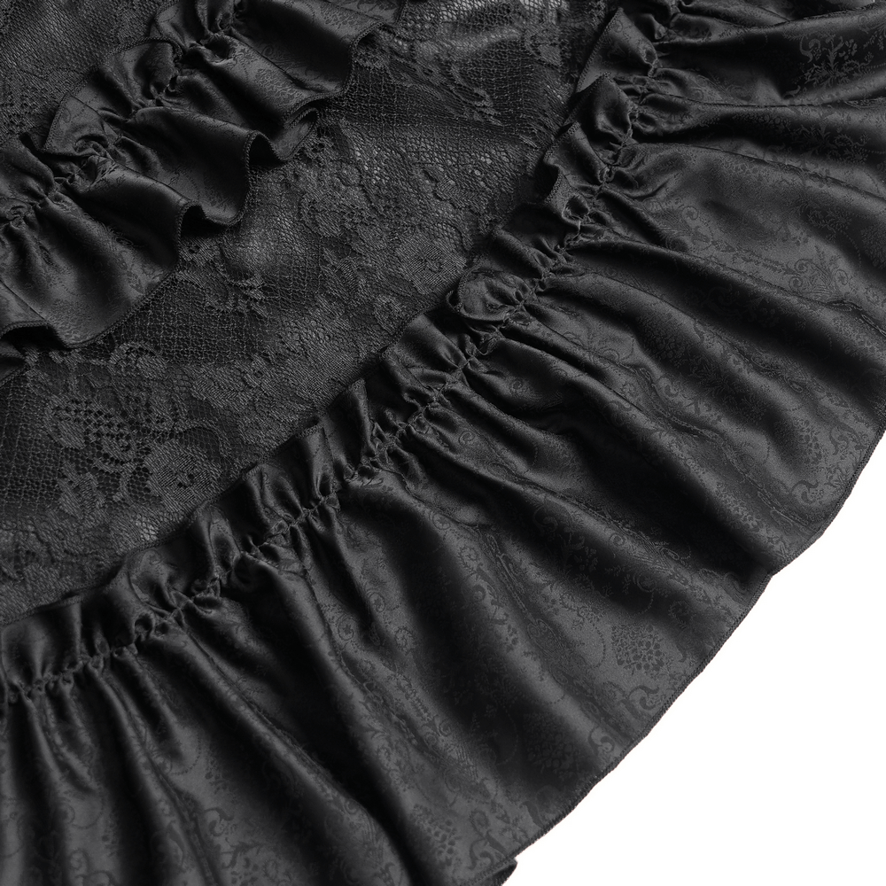 Black Lace Medieval Style Dress with Long Bell Sleeves - image 11