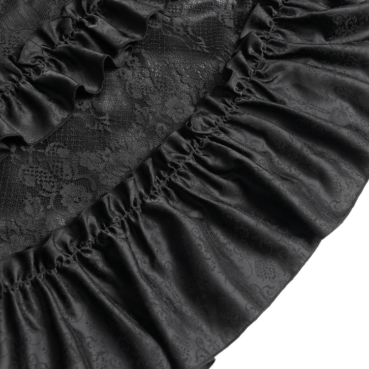 Black Lace Medieval Style Dress with Long Bell Sleeves - image 11