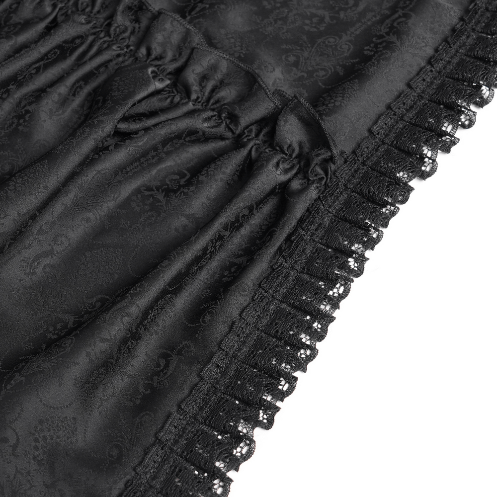 Black Lace Medieval Style Dress with Long Bell Sleeves - image 12