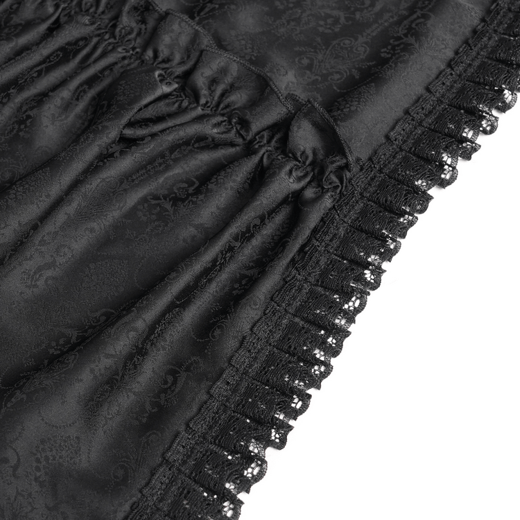 Black Lace Medieval Style Dress with Long Bell Sleeves - image 12