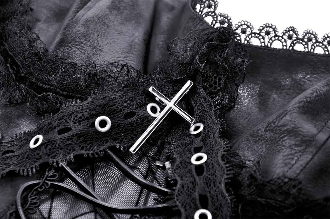 Black Lace Spiderweb Mesh Punk Suspender Dress - image 7