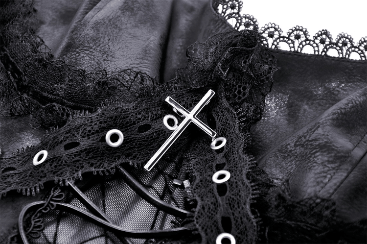 Black Lace Spiderweb Mesh Punk Suspender Dress - image 7