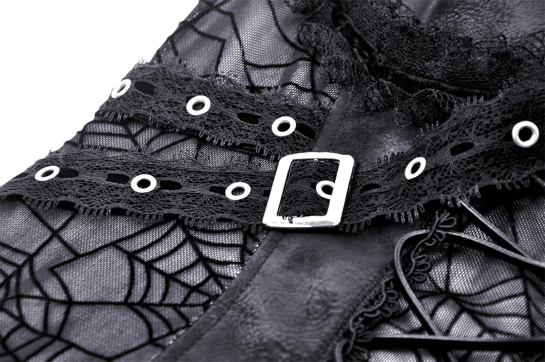 Black Lace Spiderweb Mesh Punk Suspender Dress - image 8