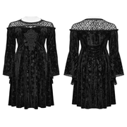 Black Lace Velvet Roses Dress - Gothic Elegance - image 3