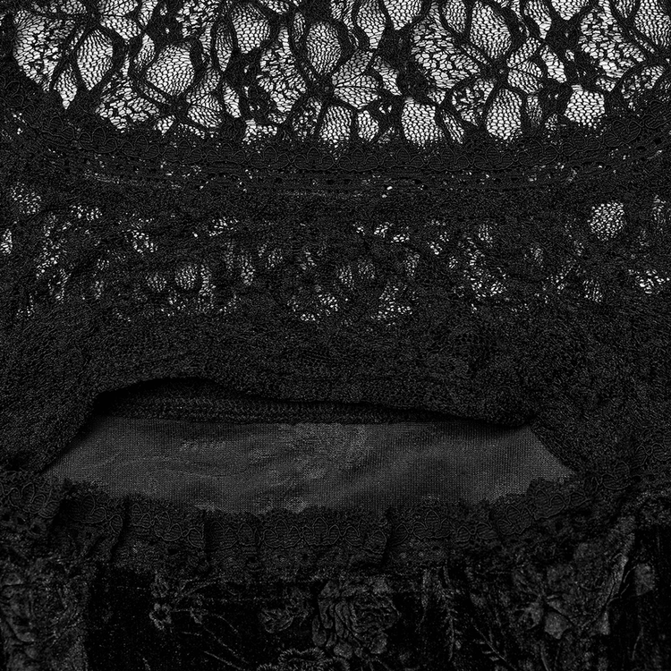Black Lace Velvet Roses Dress - Gothic Elegance - image 7