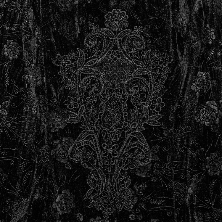Black Lace Velvet Roses Dress - Gothic Elegance - image 8