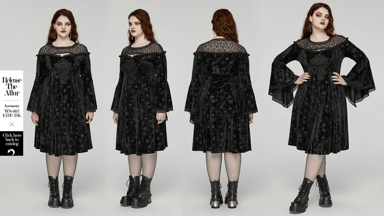Black Lace Velvet Roses Dress - Gothic Elegance - image 15