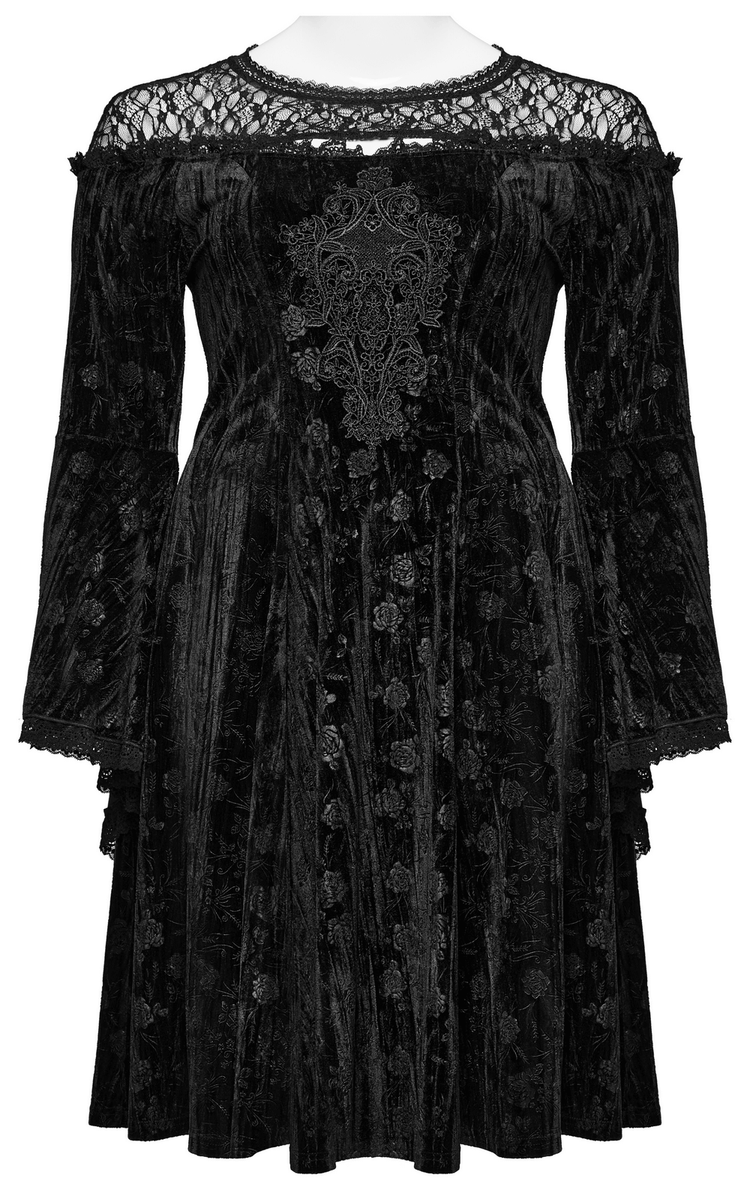Black Lace Velvet Roses Dress - Gothic Elegance - image 4