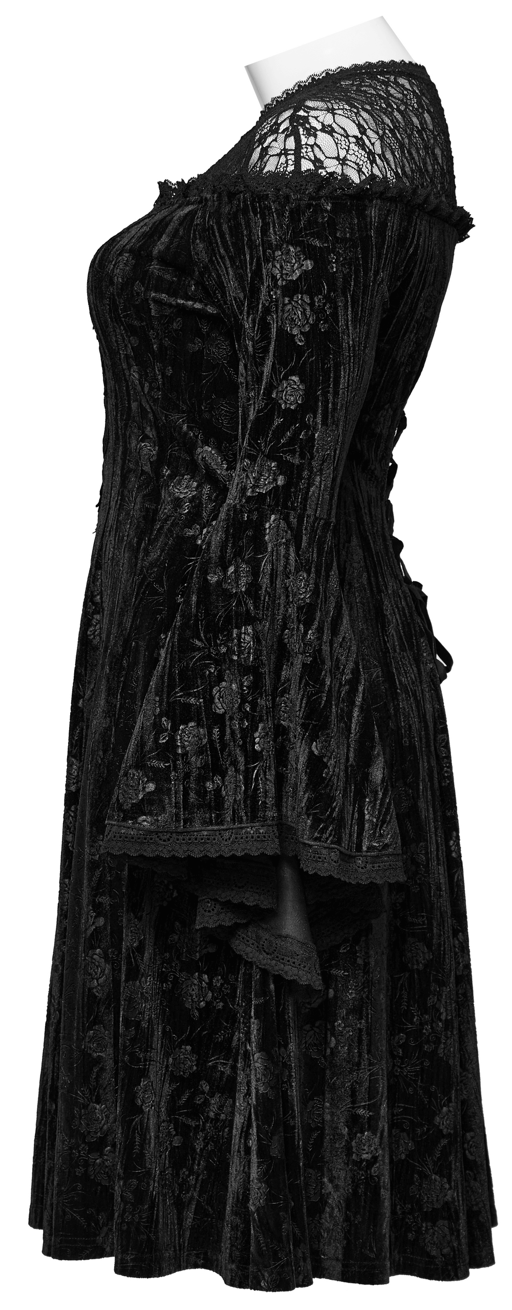 Black Lace Velvet Roses Dress - Gothic Elegance - image 5