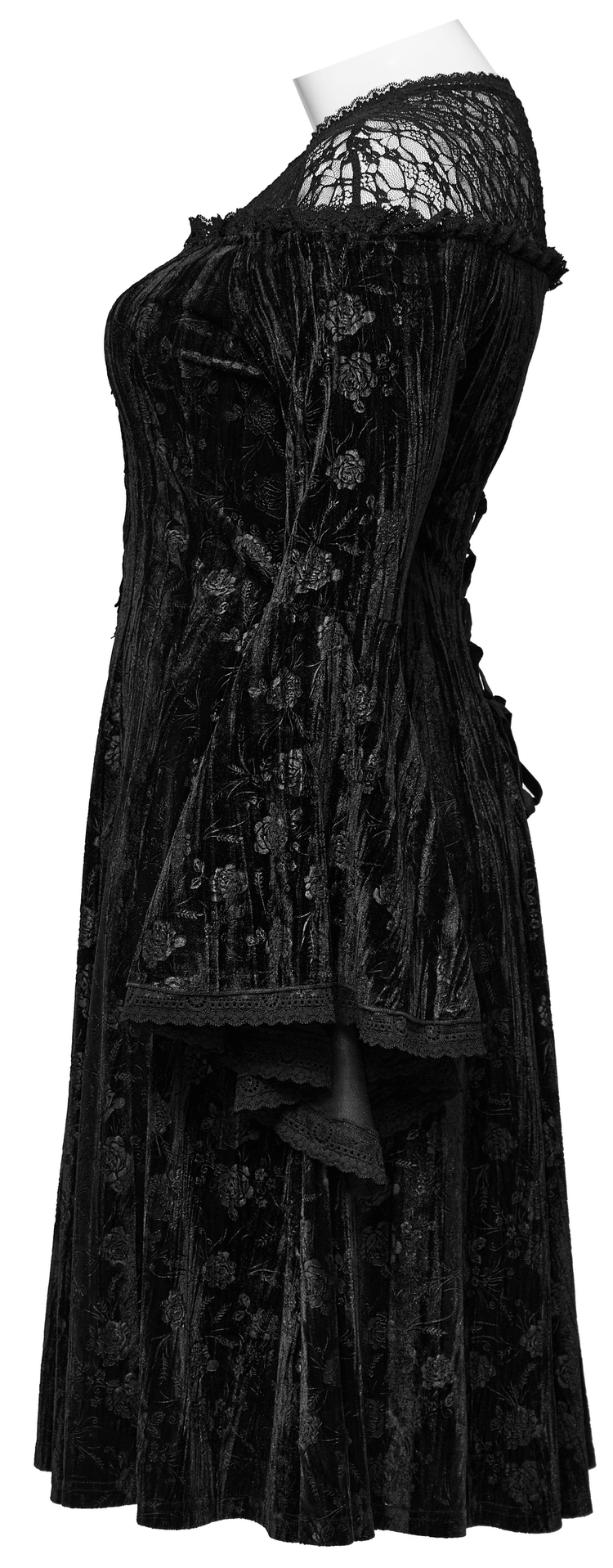Black Lace Velvet Roses Dress - Gothic Elegance - image 5