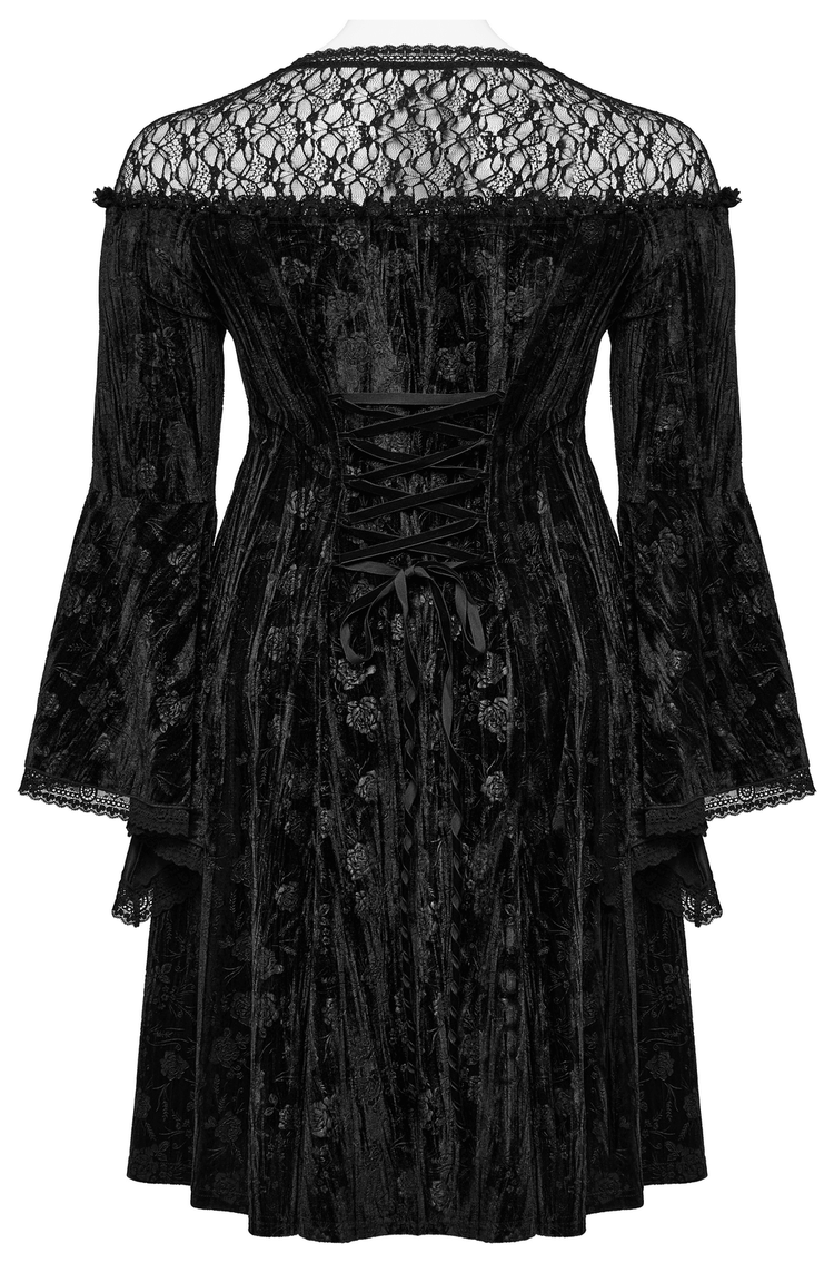 Black Lace Velvet Roses Dress - Gothic Elegance - image 6