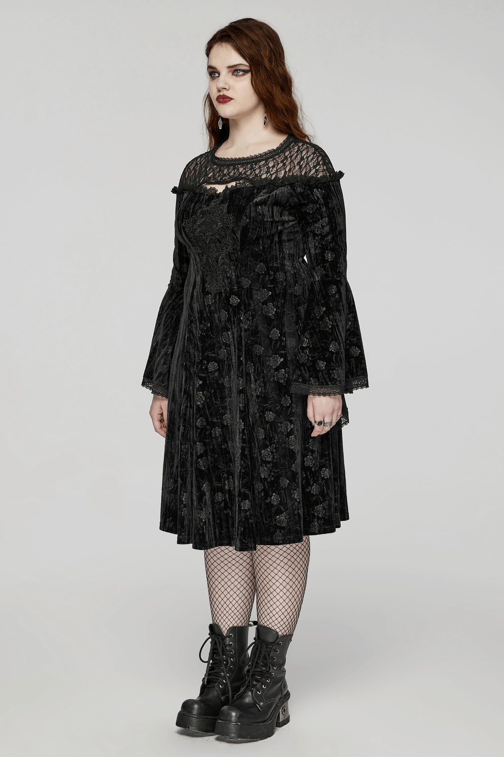 Black Lace Velvet Roses Dress - Gothic Elegance - image 13