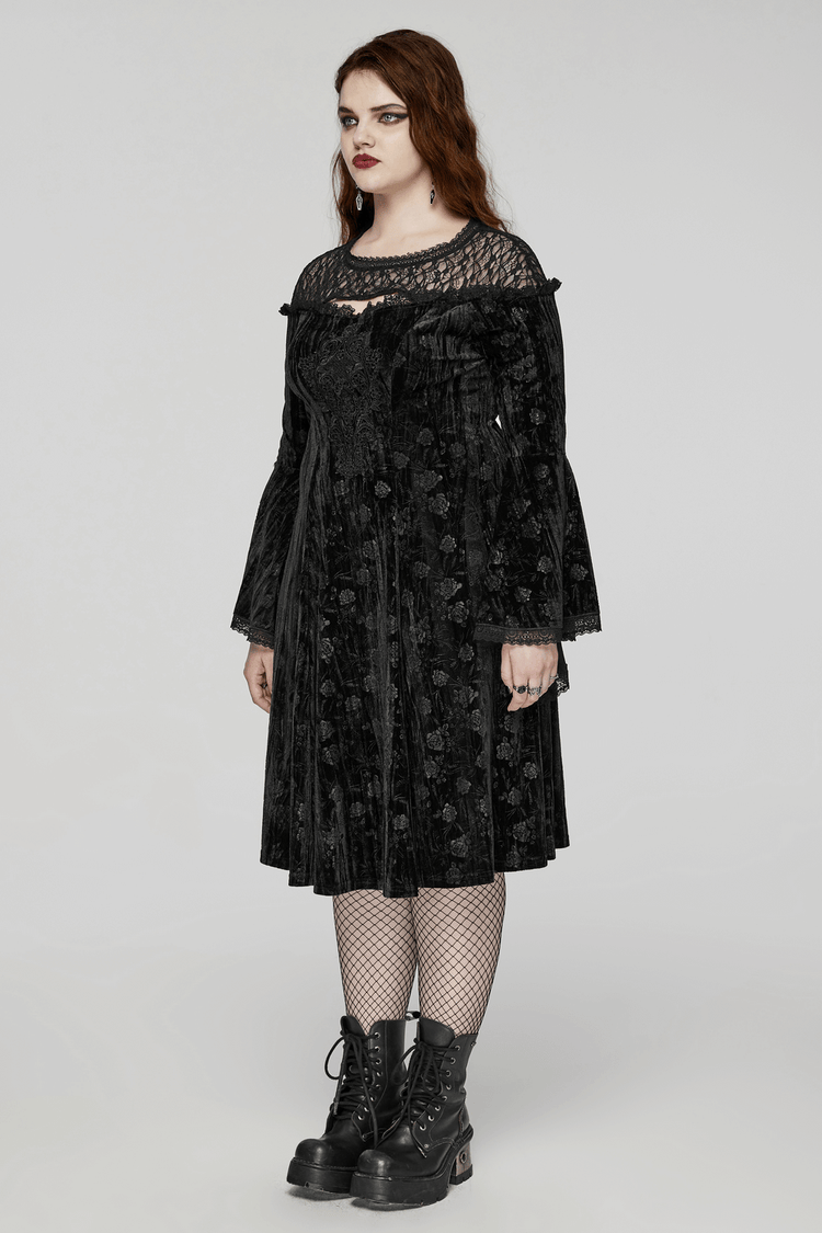 Black Lace Velvet Roses Dress - Gothic Elegance - image 13