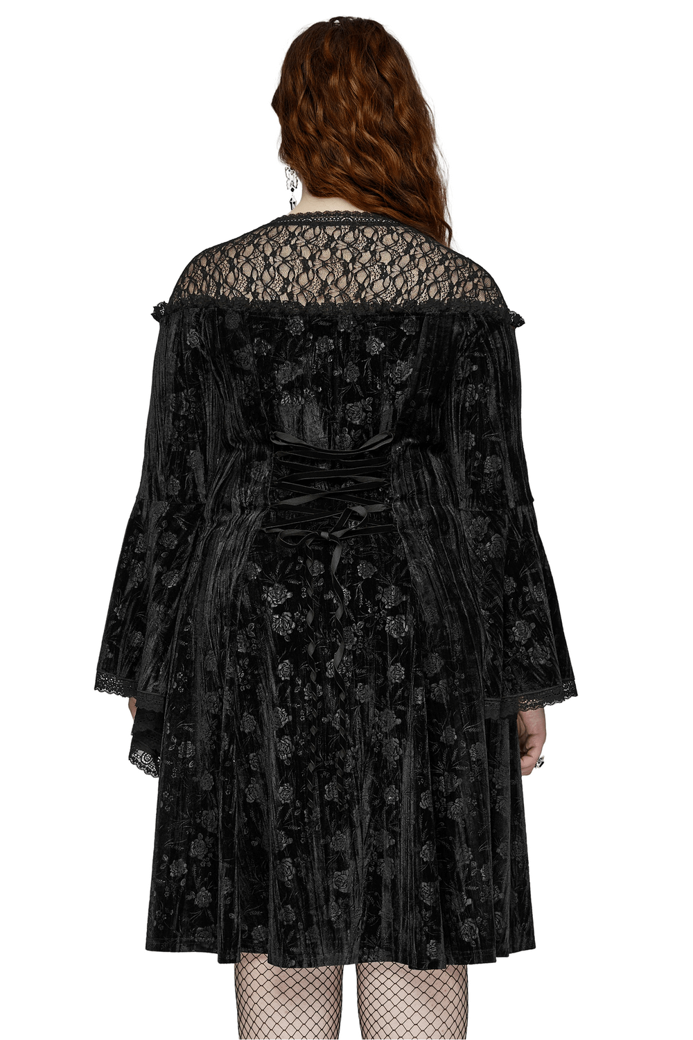 Black Lace Velvet Roses Dress - Gothic Elegance - image 2