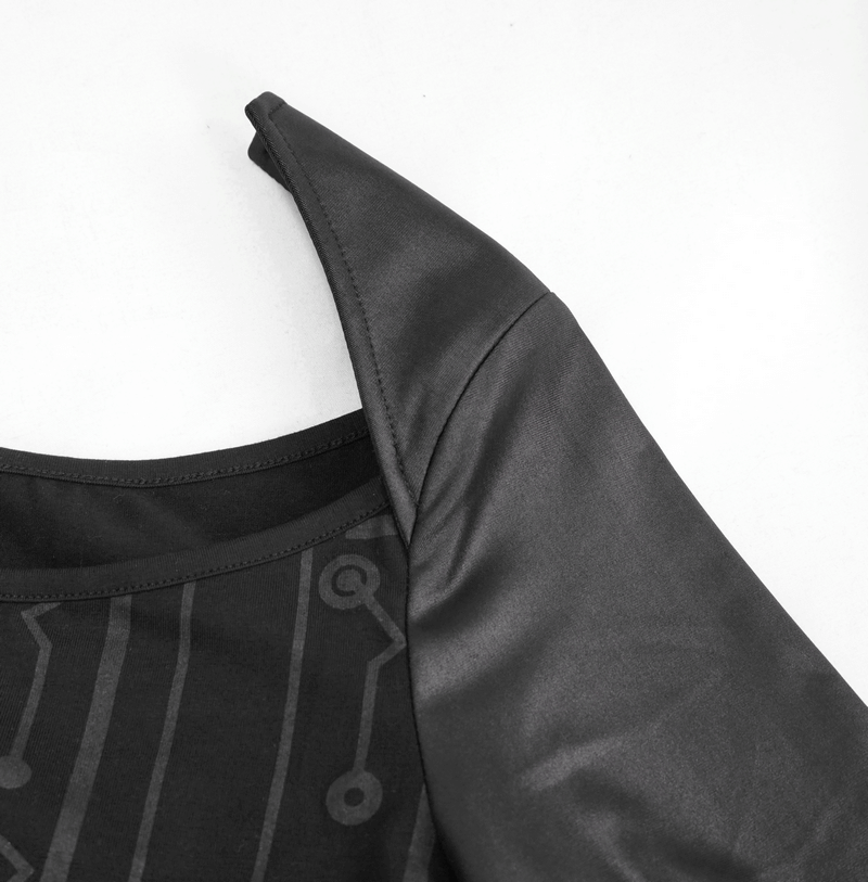 Black Long Sleeve Mini Dress / Dress in Gothic Style with Lace-up Waist - image 6