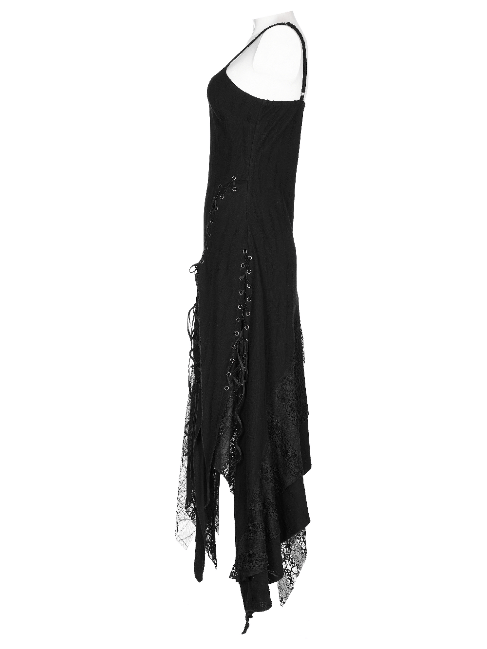 Black Mesh Lace Asymmetrical Pointed Gothic Dress - image 5