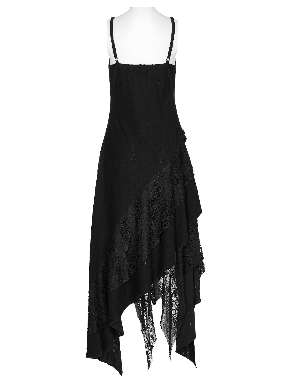 Black Mesh Lace Asymmetrical Pointed Gothic Dress - image 6