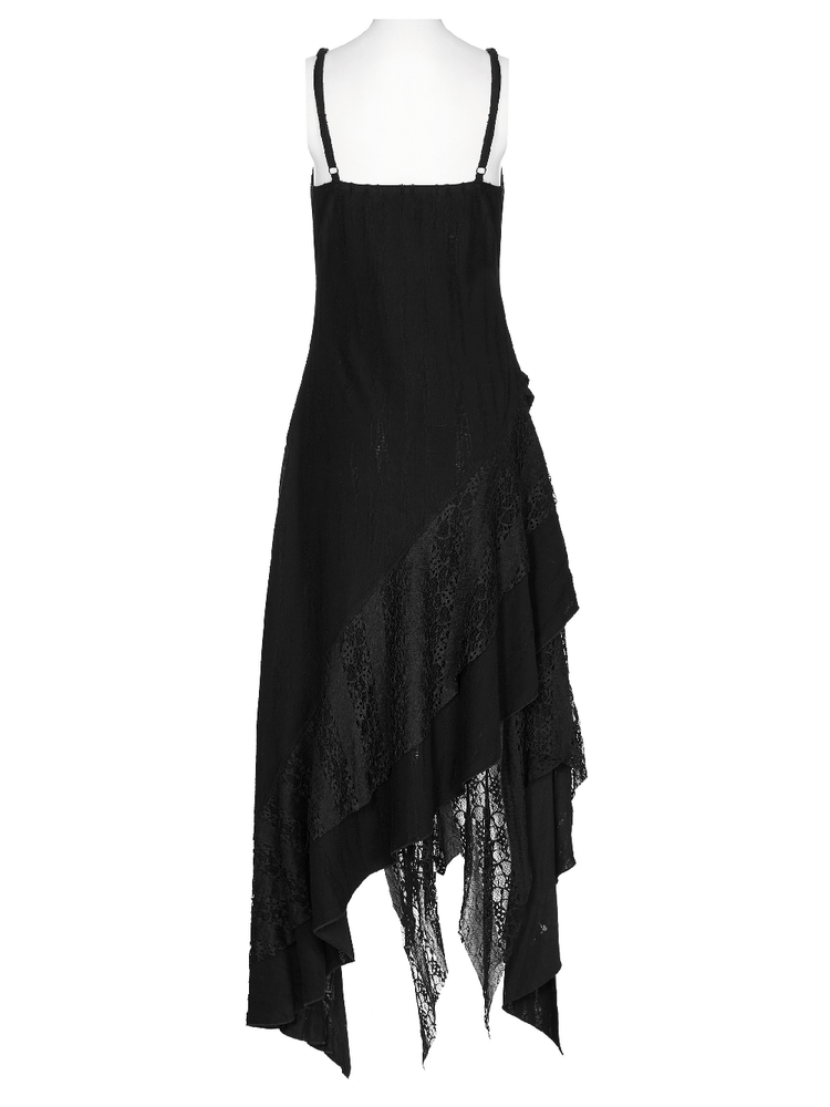 Black Mesh Lace Asymmetrical Pointed Gothic Dress - image 6