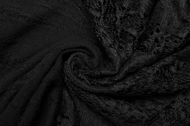 Black Mesh Lace Asymmetrical Pointed Gothic Dress - image 10